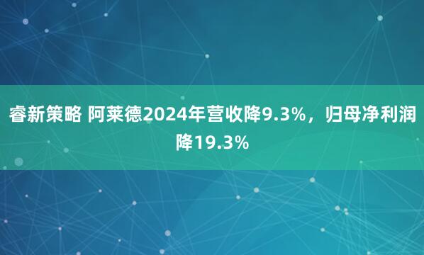 睿新策略 阿莱德2024年营收降9.3%，归母净利润降19.3%