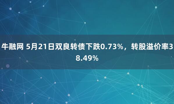 牛融网 5月21日双良转债下跌0.73%，转股溢价率38.49%